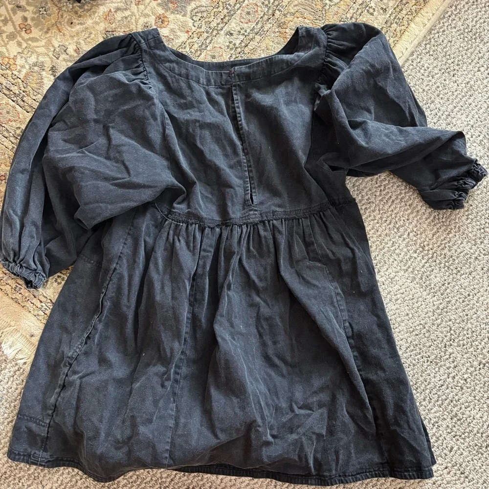 Free People | Women’s Size M | Black Denim Babydoll Dress with Puff Sleeves - Picture 7 of 7
